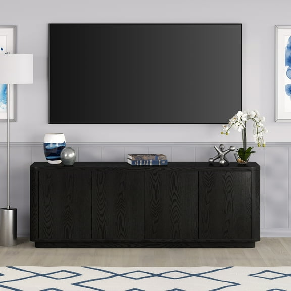 Evelyn&Zoe Plympton Transitional TV Stand For TVs up to 75", Black Grain