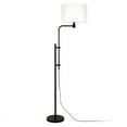 thumbnail image 1 of Evelyn&Zoe Polly Height-Adjustable Floor Lamp with Fabric Shade, Blackened Bronze/White, 1 of 10