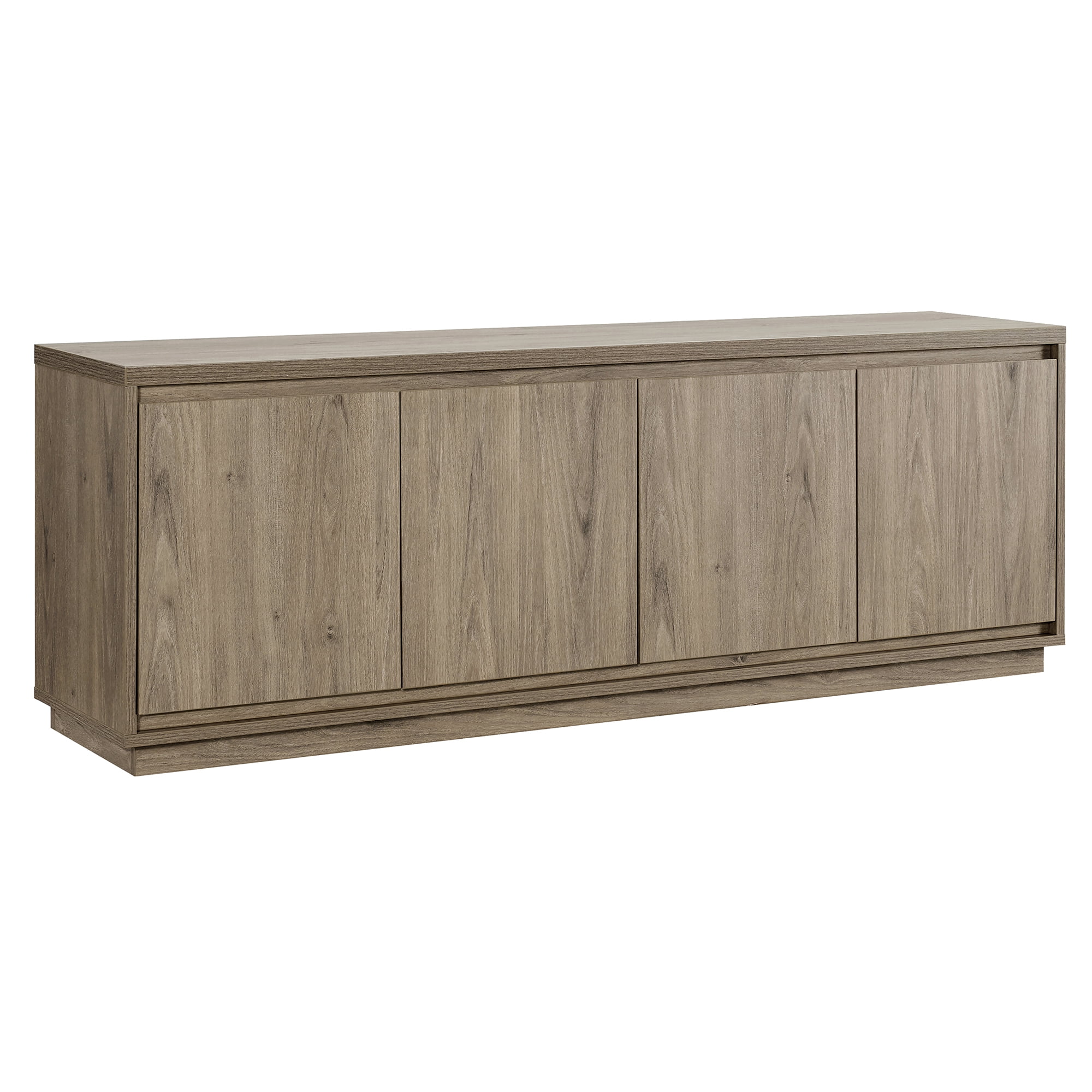 Antiqued Gray Oak 68" TV Stand with Cabinets
