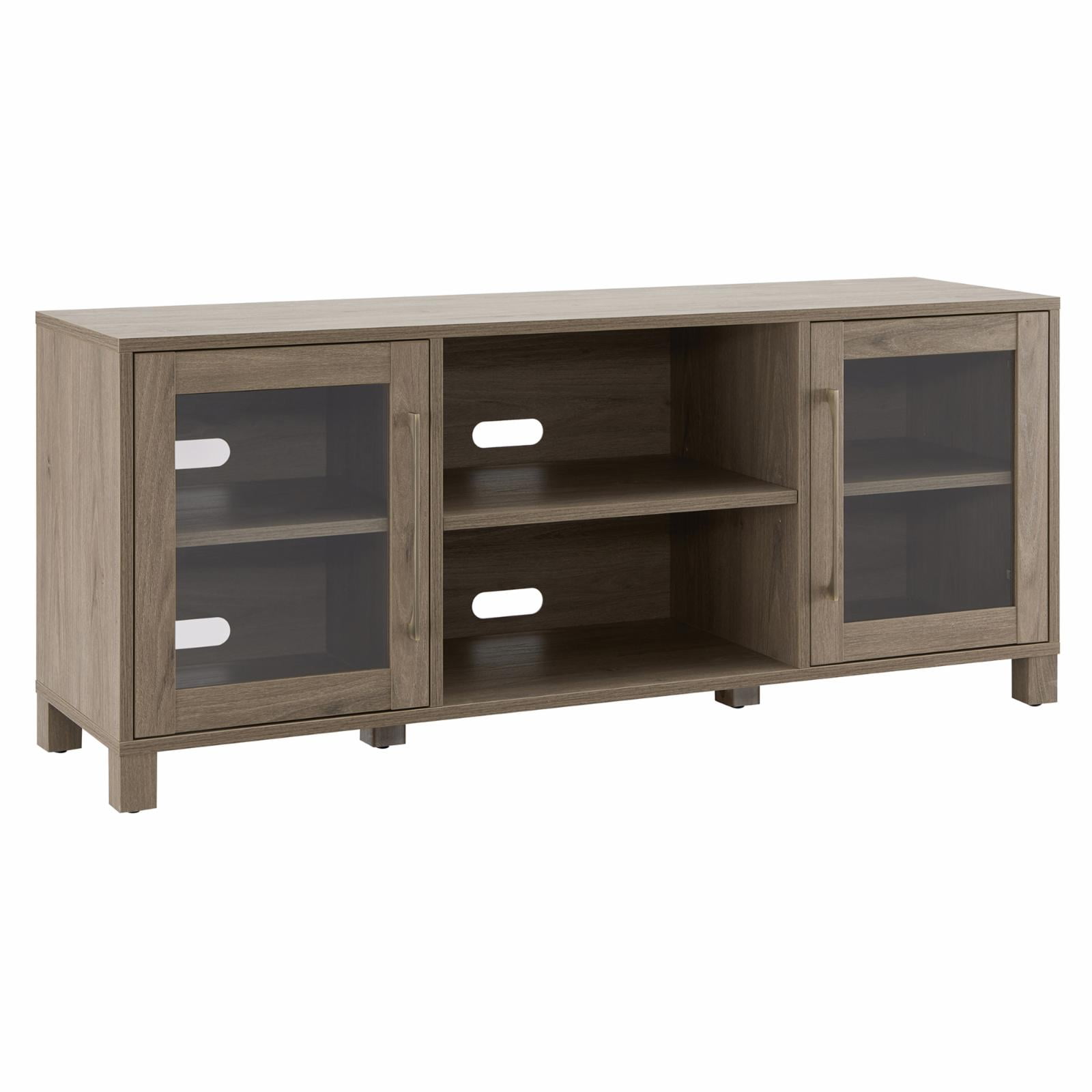 Quincy 58'' Gray Wash Solid Wood TV Stand with Enclosed Cabinets