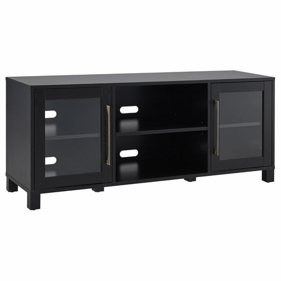 Evelyn&Zoe Quincy Rectangular TV Stand for TV's up to 65", Black Grain
