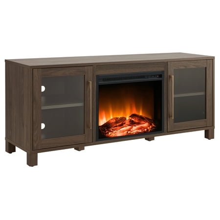 Camden&Wells - Quincy Log Fireplace TV Stand for Most TVs up to 65" - Alder Brown