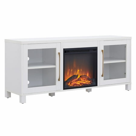 Camden&Wells - Foster Log Fireplace TV Stand for TVs Up to 65" - White