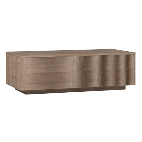 Evelyn&Zoe Reyes 48" Wide Rectangular Coffee Table, Antiqued Gray Oak