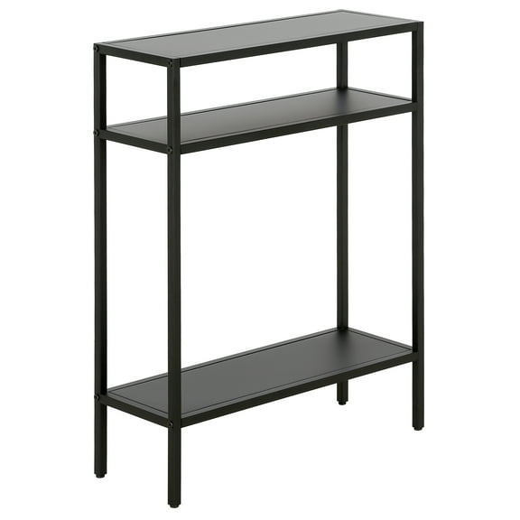Evelyn&Zoe Ricardo 22" Wide Rectangular Console Table with Metal Shelves, Blackened Bronze