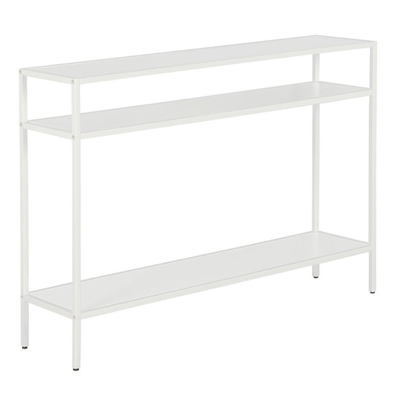 Evelyn&Zoe Ricardo 42" Wide Rectangular Console Table with Metal Shelves, Matte White