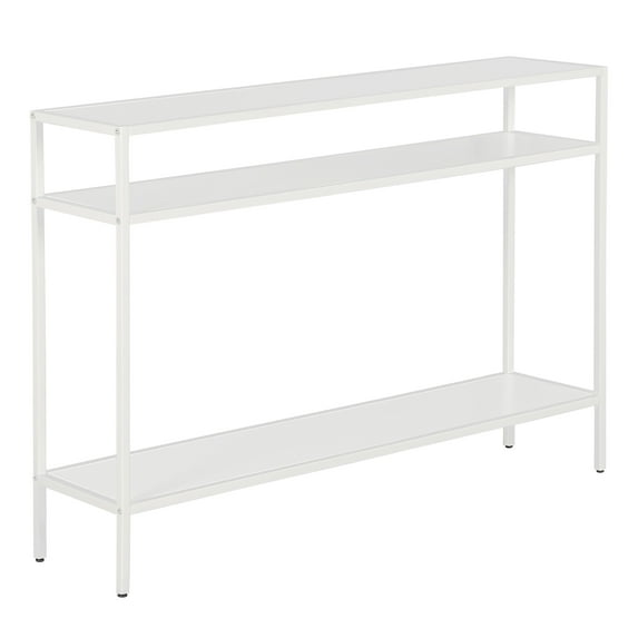 Evelyn&Zoe Ricardo 42" Wide Rectangular Console Table with Metal Shelves, Matte White