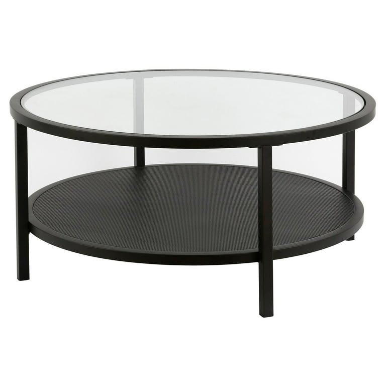 Evelyn&Zoe Rigan 36 Wide Round Coffee Table, Blackened Bronze