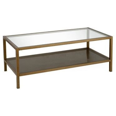 Evelyn&Zoe Rigan 45" Wide Rectangular Coffee Table, Brass