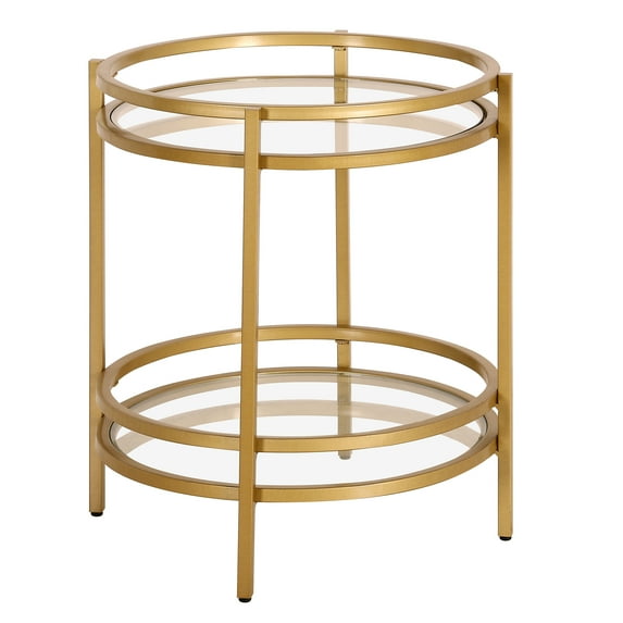 Evelyn&Zoe Robillard 20" Wide Round Side Table, Brass
