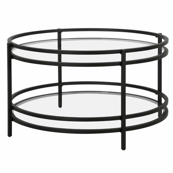 Evelyn&Zoe Robillard 32" Wide Round Coffee Table in Blackened Bronze