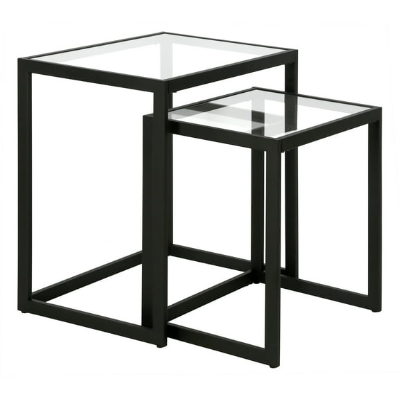Evelyn&Zoe Rocco Rectangular Nested Side Table, Blackened Bronze