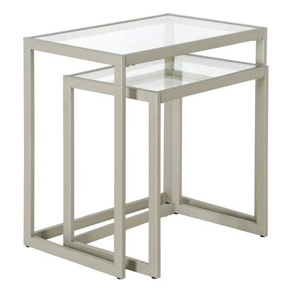 Evelyn&Zoe Rocco Rectangular Nested Side Table, Satin Nickel