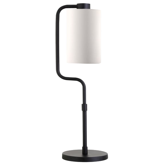 Evelyn&Zoe Rotolo 24" Tall Table Lamp with Fabric Shade in Blackened Bronze/White