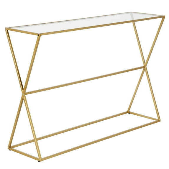 Evelyn&Zoe Sabrina 45" Wide Rectangular Console Table, Brass