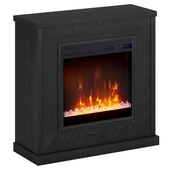 Evelyn&Zoe Modern/Contemporary 30" Wide Black Grain Mantel Fireplace