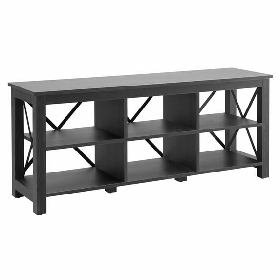 Evelyn&Zoe Sawyer Rectangular TV Stand for TV's up to 65", Charcoal Gray