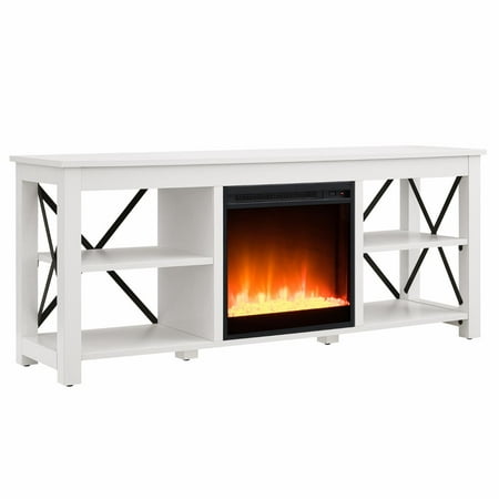 Camden&Wells - Sawyer Crystal Fireplace TV Stand for TVs Up to 65" - White