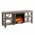 thumbnail image 1 of Evelyn&Zoe Sawyer Rectangular TV Stand with Log Fireplace for TV's up to 65" in Gray Oak, 1 of 9