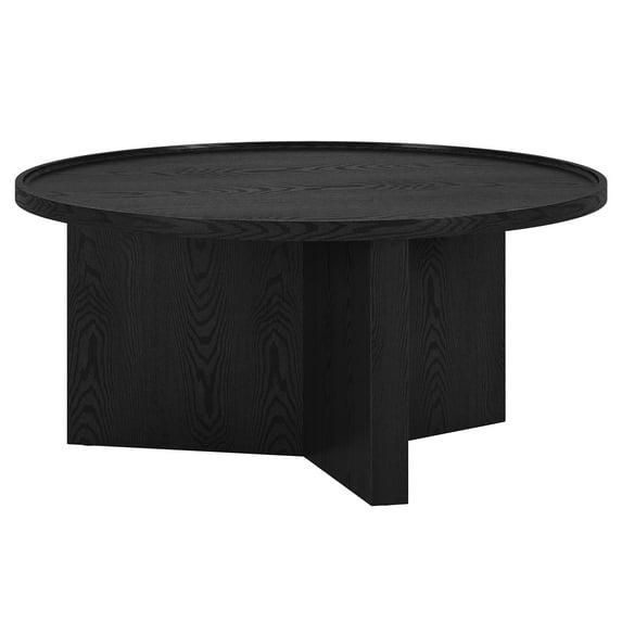 Evelyn&Zoe Scandinavian 32" Wide Black Grain Coffee Table