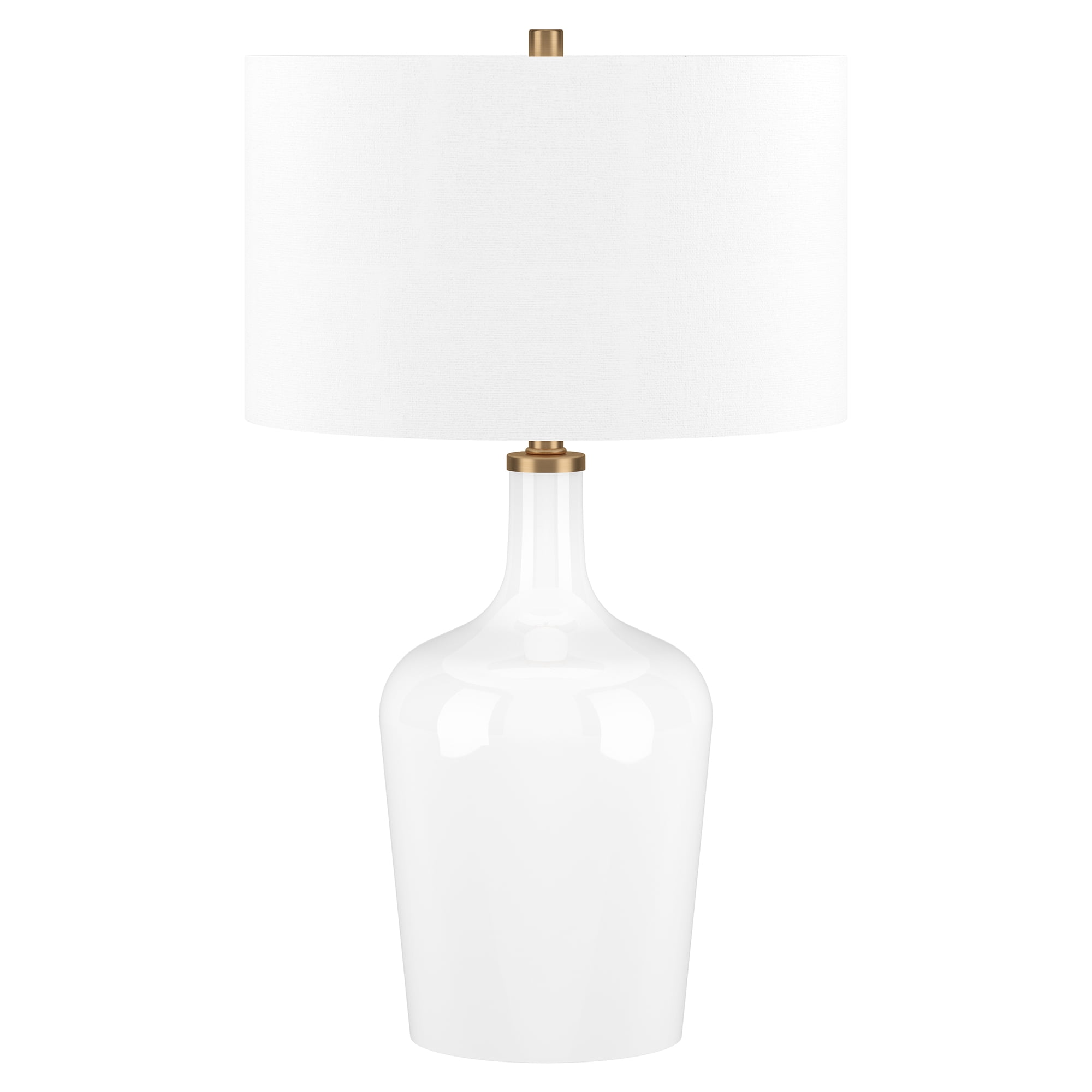 Evelyn&Zoe Sebago 25" Tall Table Lamp with Fabric Shade, White/White