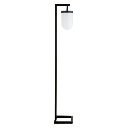 Evelyn&Zoe Shiloh 68" Tall Floor Lamp with Glass Shade, Blackened Bronze/White Milk