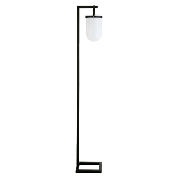 Evelyn&Zoe Shiloh 68" Tall Floor Lamp with Glass Shade, Blackened Bronze/White Milk