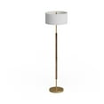 thumbnail image 1 of Evelyn&Zoe Simone 2-Light Floor Lamp with Fabric Shade, Rustic Oak/Brass/White, 1 of 5