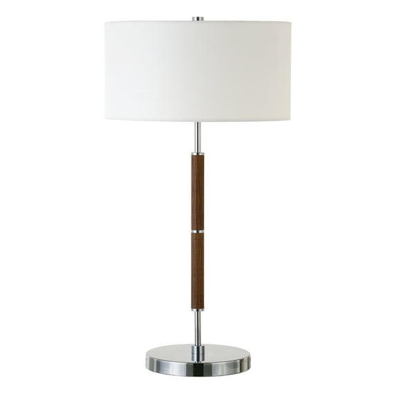 Evelyn&Zoe Simone 25" Industrial Metal Table Lamp with White Drum Fabric Shade