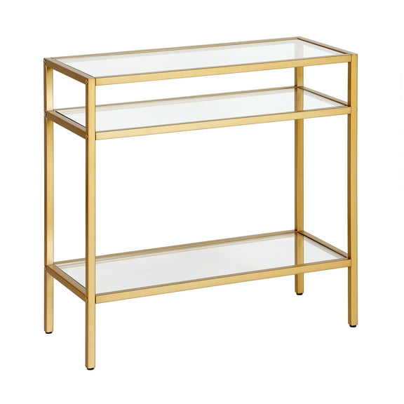 Evelyn&Zoe Sivil 24" Wide Rectangular Side Table, Brass