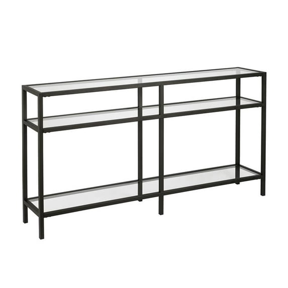 Evelyn&Zoe Sivil 55" Wide Rectangular Console Table, Blackened Bronze