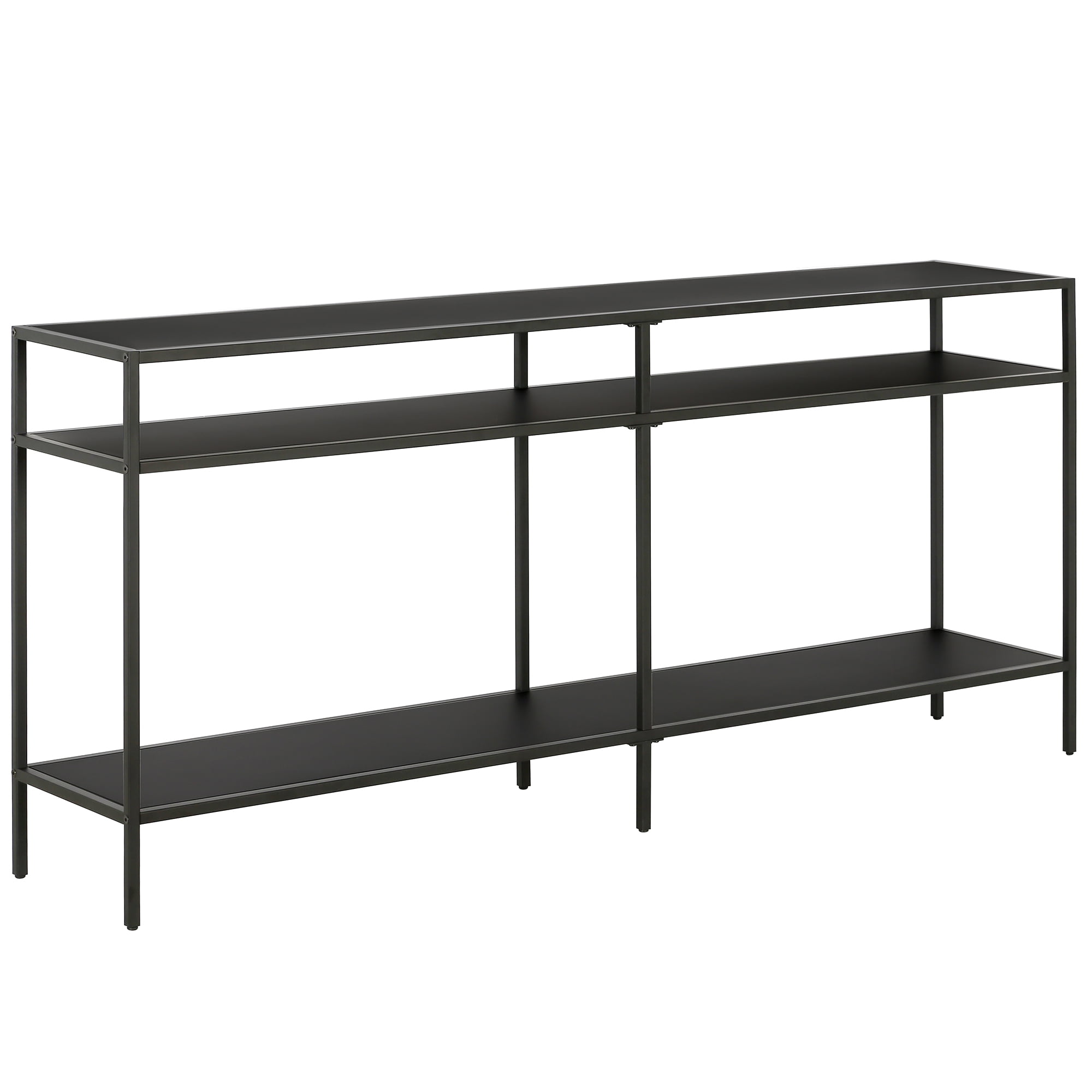 Blackened Bronze 64'' Industrial Console Table with Storage
