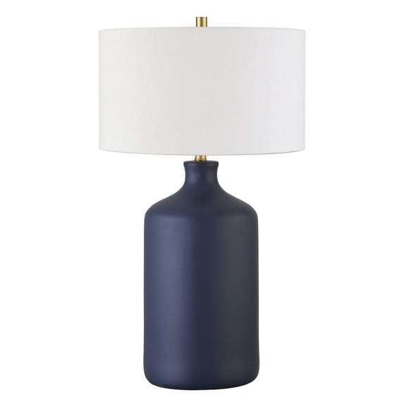 Evelyn&Zoe Sloane 29" Transitional Ceramic Table Lamp with White Drum Fabric Shade