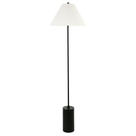 Evelyn&Zoe Somerset 64" Tall Floor Lamp with Empire Fabric Shade, Blackened Bronze/White