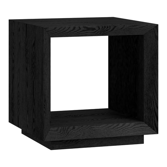 Evelyn&Zoe Tannen 22" Wide Rectangular Side Table, Black Grain