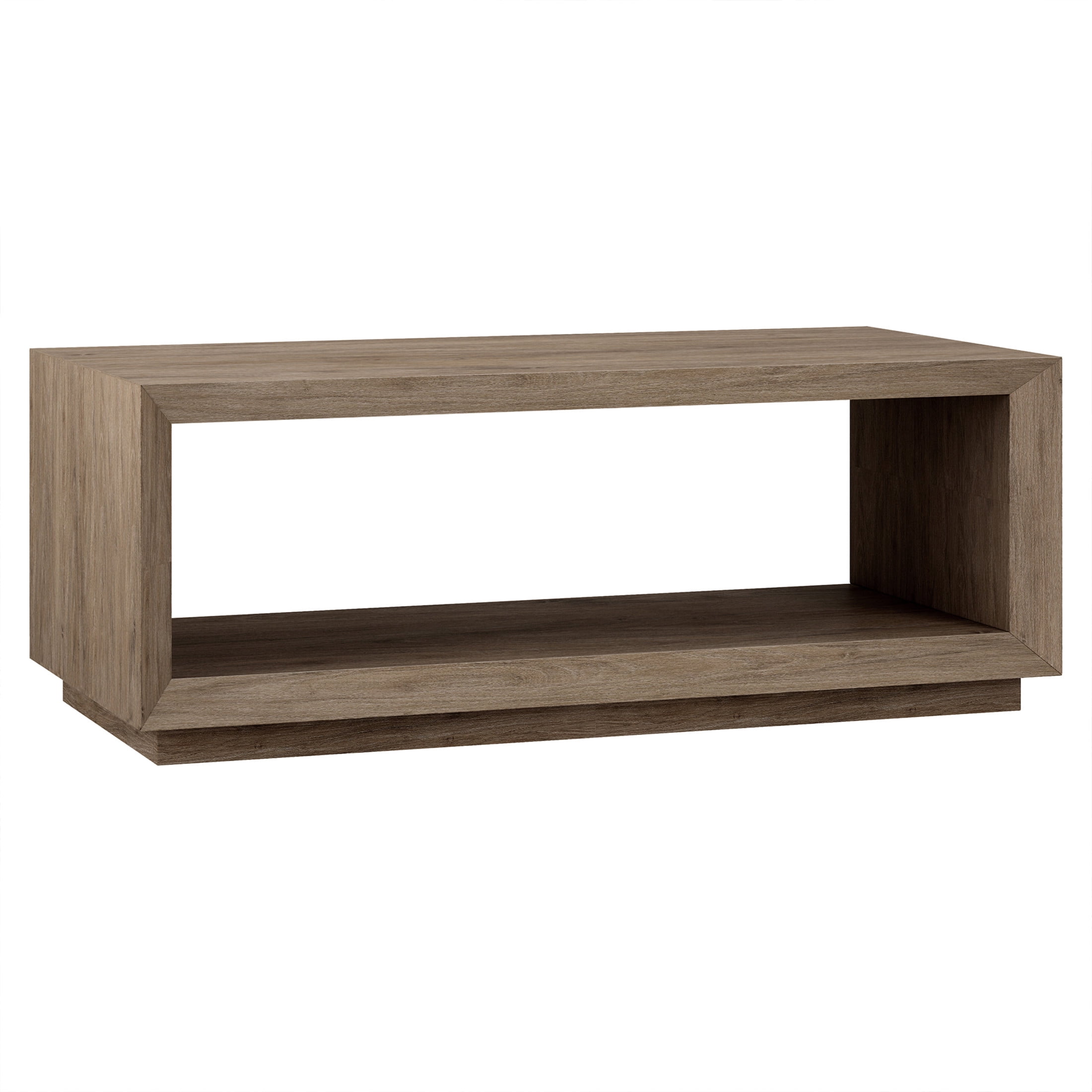 Evelyn&Zoe Tannen 48" Wide Rectangular Coffee Table, Antiqued Gray Oak