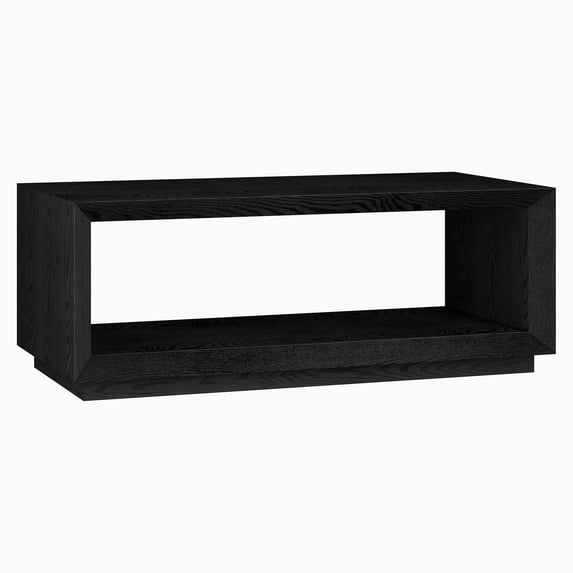Evelyn&Zoe Tannen 48" Wide Rectangular Coffee Table, Black Grain