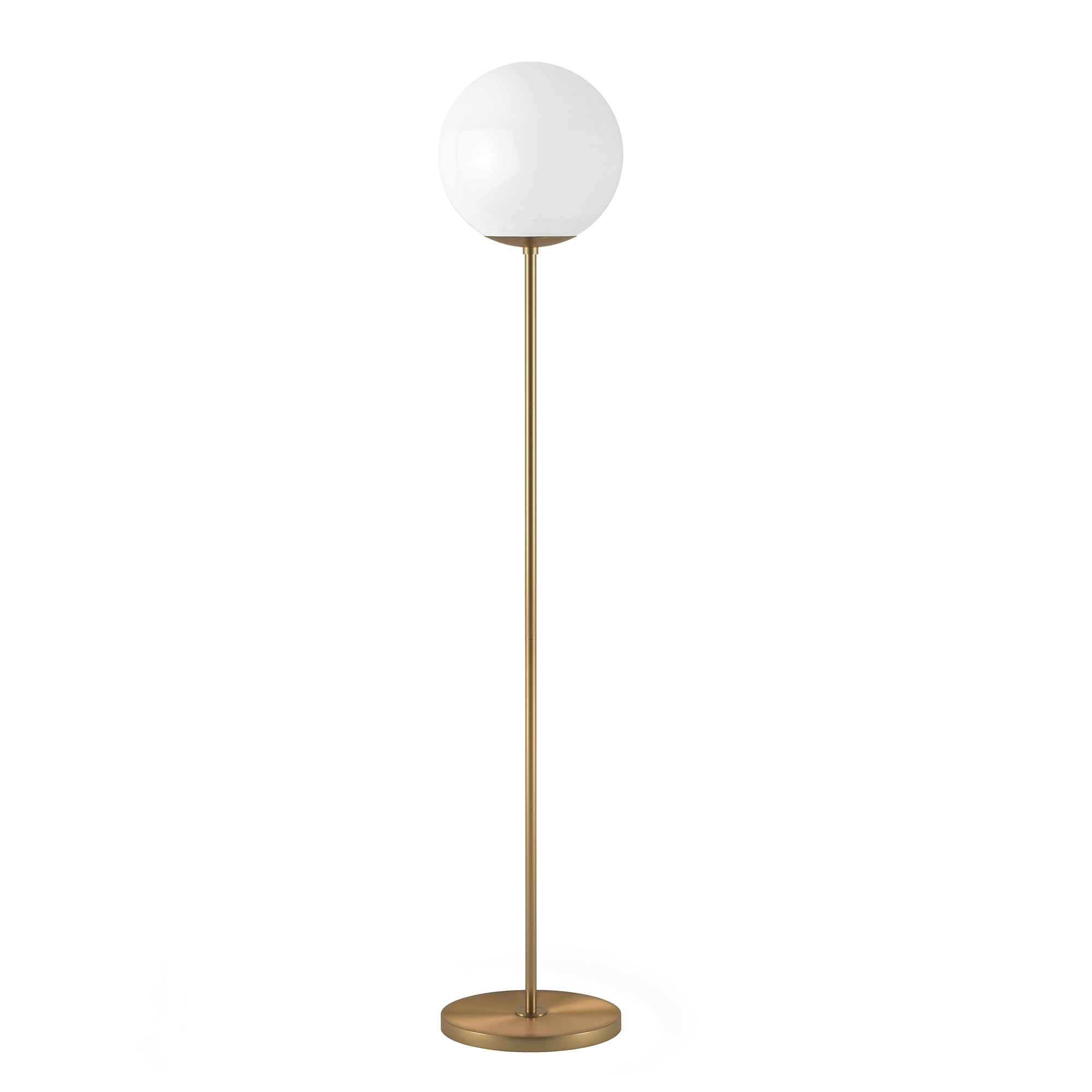 Evelyn&Zoe Theia Globe & Stem Floor Lamp with Plastic shade in Brass/White