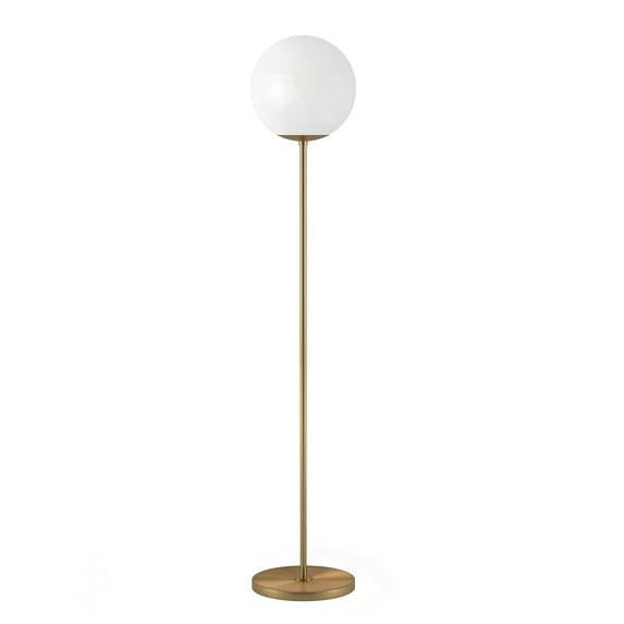 Evelyn&Zoe Theia Globe & Stem Floor Lamp with Plastic shade in Brass/White