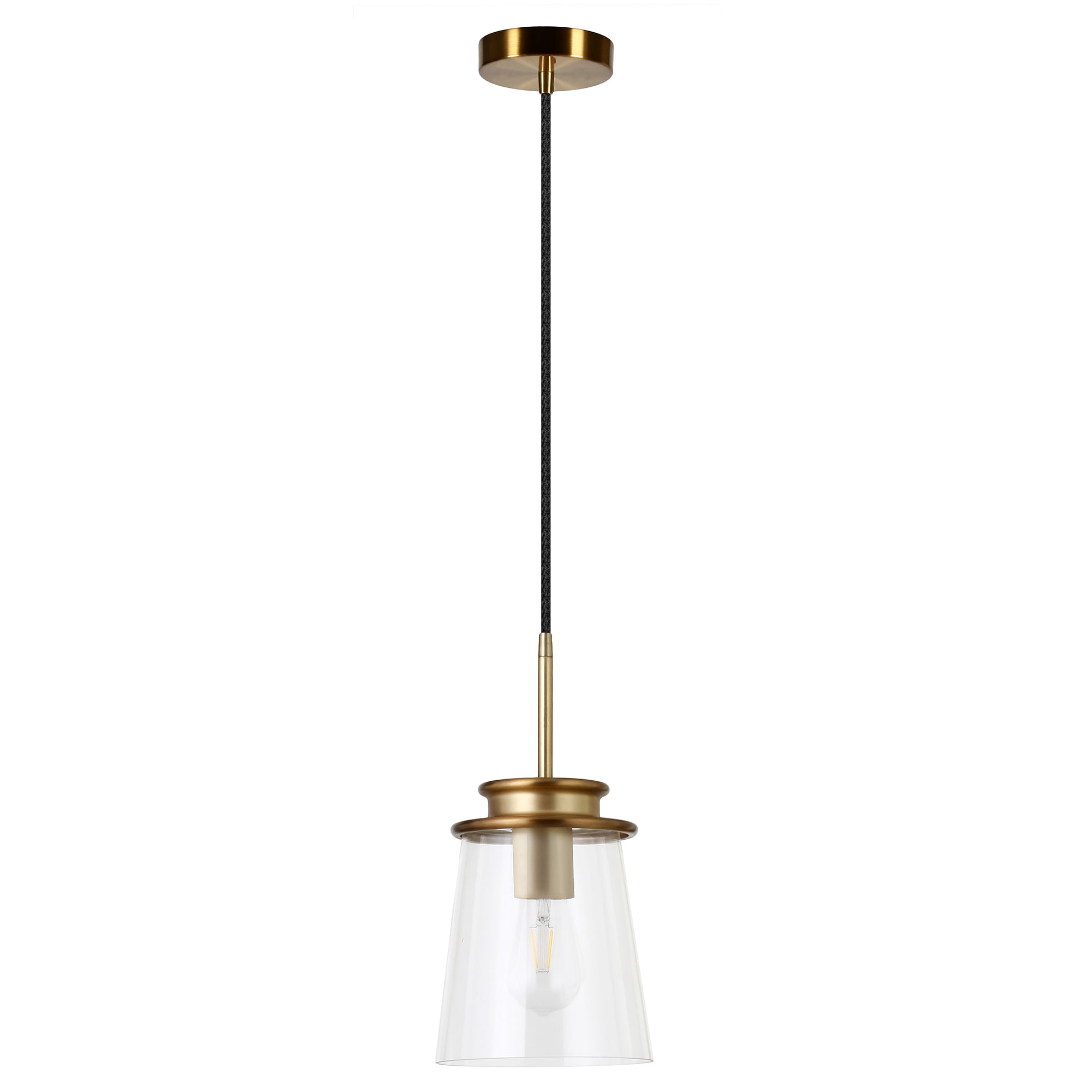 Elwood Brushed Brass Drum Pendant with Adjustable Cord