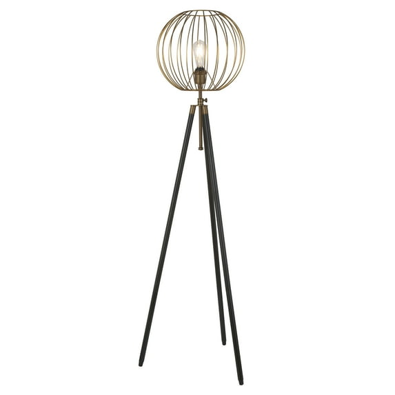 Evelyn&Zoe Traditional Metal Cage Tripod Floor Lamp