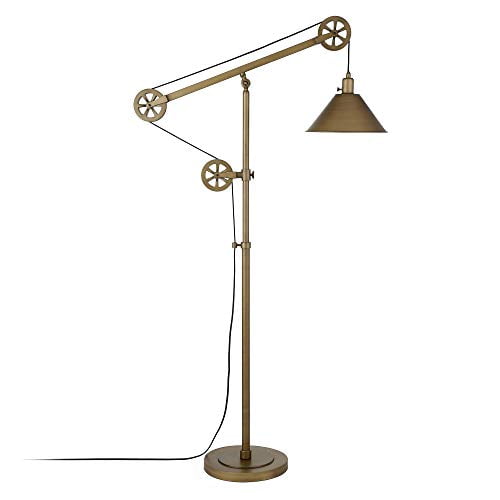 Evelyn&Zoe Traditional Metal Floor Lamp with Pulley System