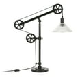 thumbnail image 1 of Evelyn&Zoe Traditional Metal Table Lamp with Glass Shade and Pulley System, 1 of 10