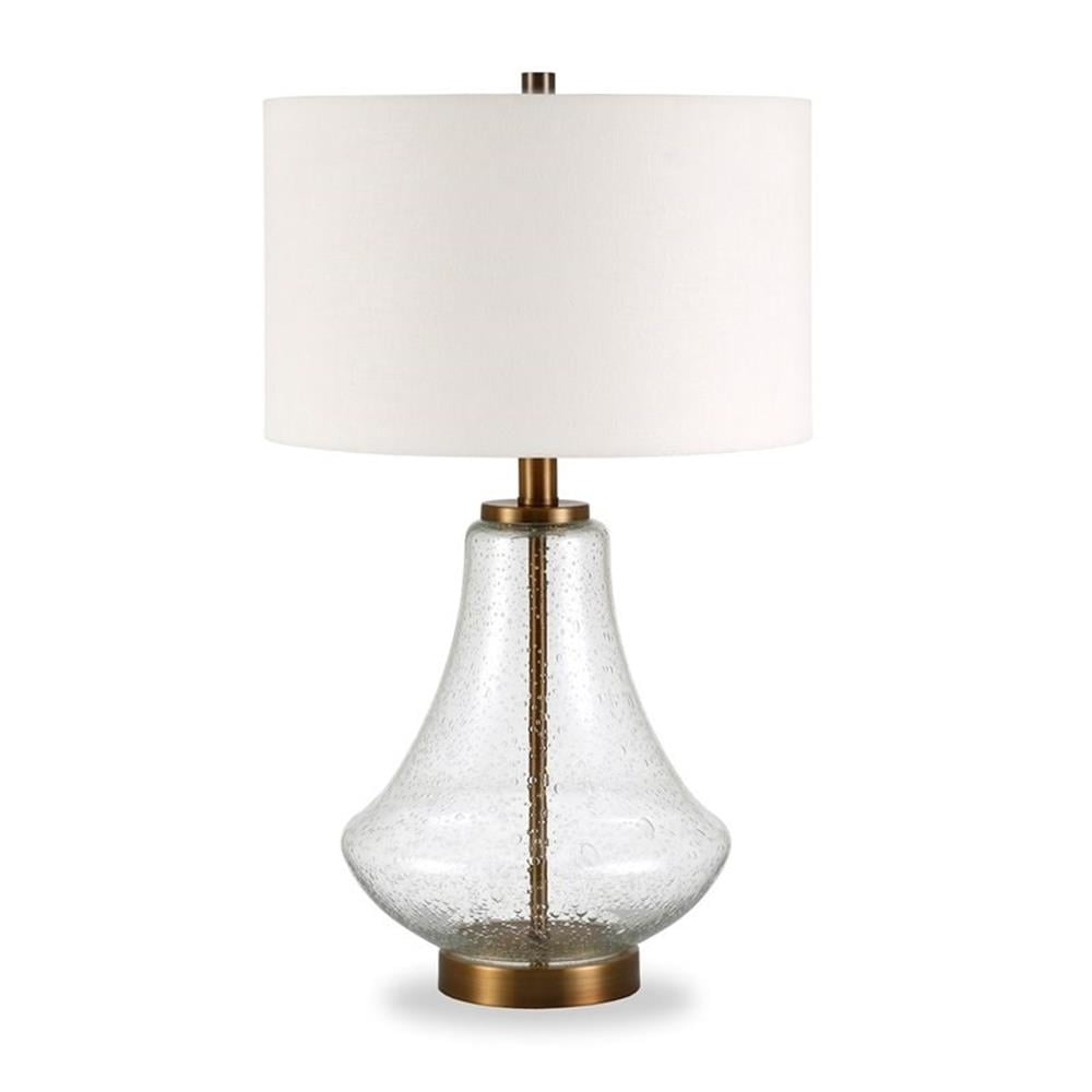 Lagos 23" Kids Brushed Brass Table Lamp with Linen Shade