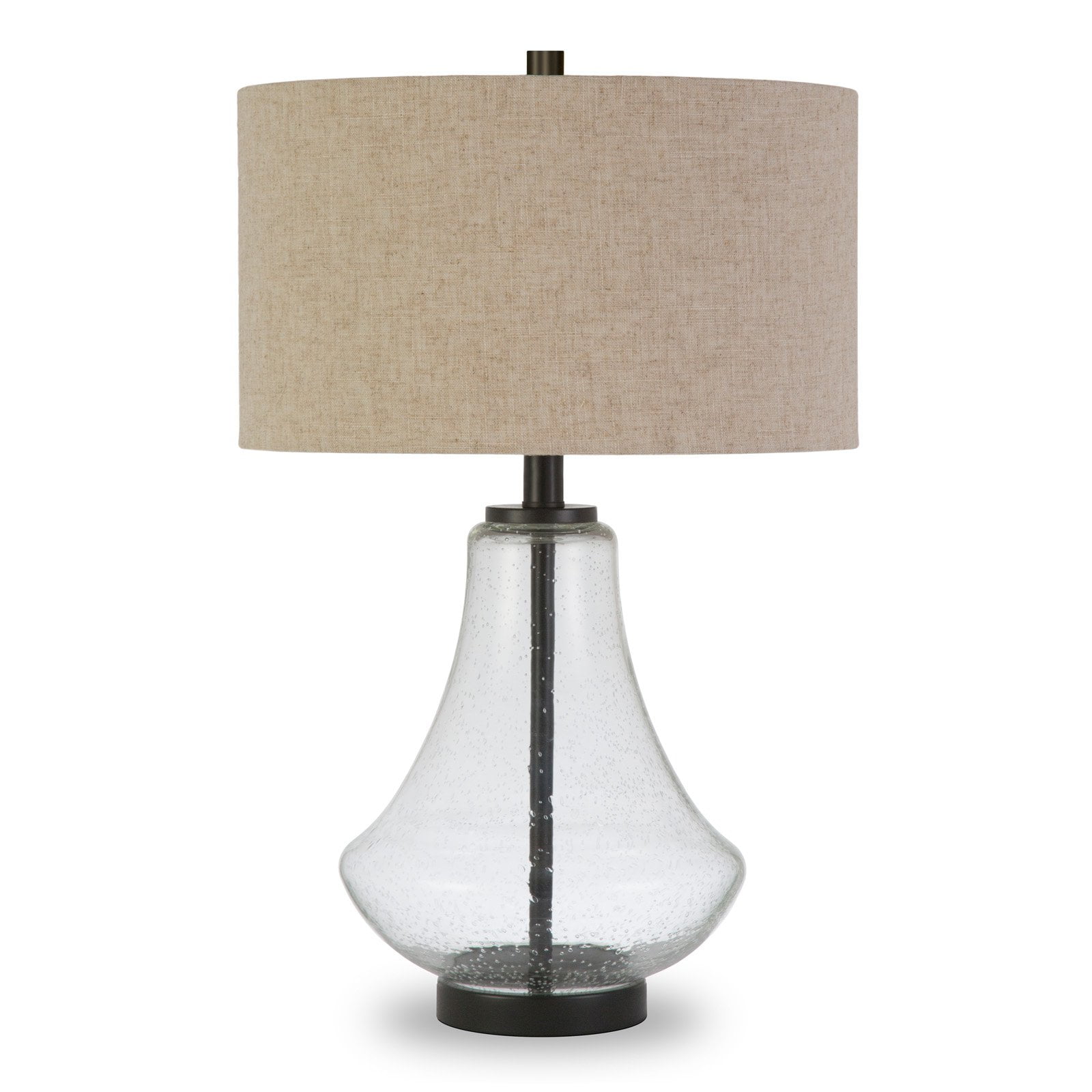 Lagos Seeded Glass 23" Tall Table Lamp with Antique Bronze Finish and Flax Shade