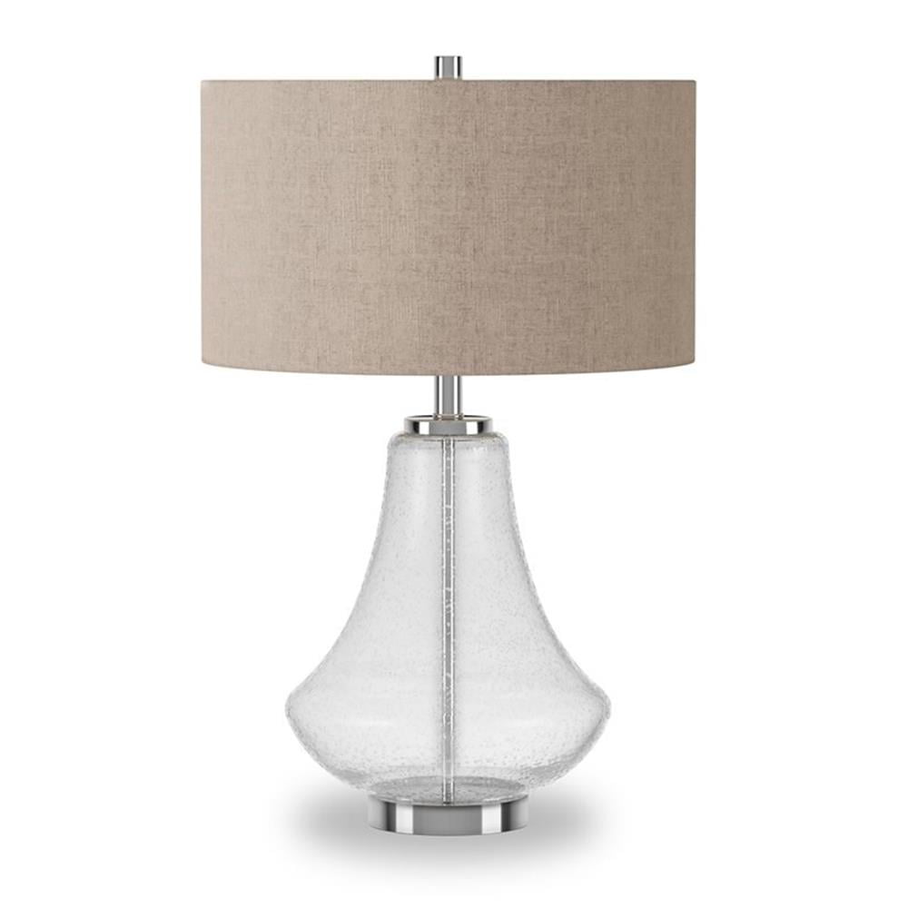 Lagos Brushed Metal 23" Seeded Glass Table Lamp with Linen Shade