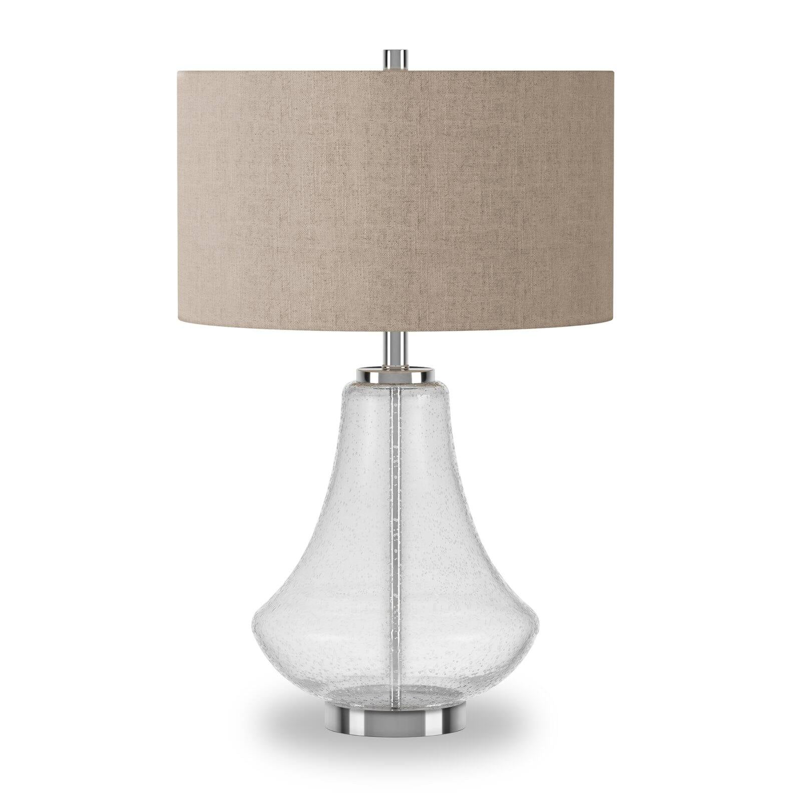 Lagos Brushed Metal 23" Seeded Glass Table Lamp with Linen Shade