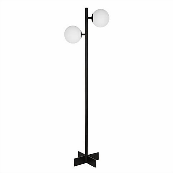 Evelyn&Zoe Twee 2-Light Floor Lamp with Glass shade in Blackened Bronze/White Milk