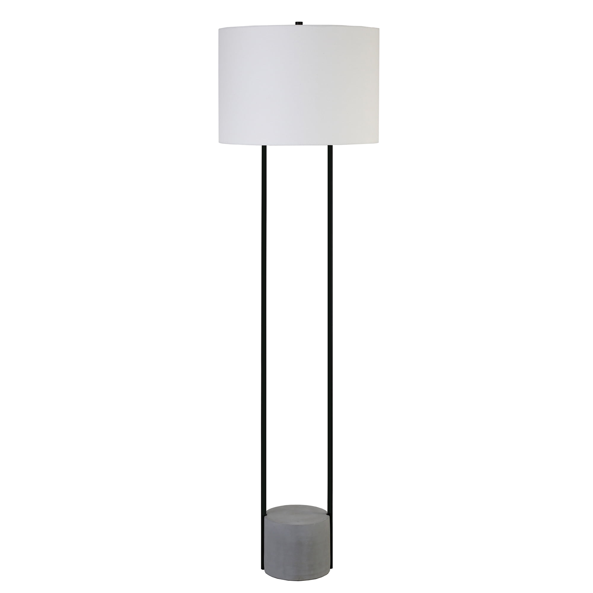 Evelyn&Zoe Uma 65.5" Tall Floor Lamp with Fabric Shade, Blackened Bronze/Concrete/White