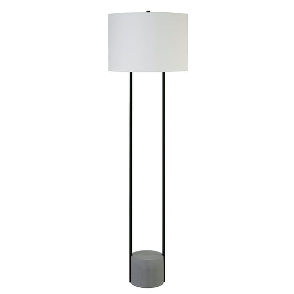 Evelyn&Zoe Uma 65.5" Tall Floor Lamp with Fabric Shade, Blackened Bronze/Concrete/White